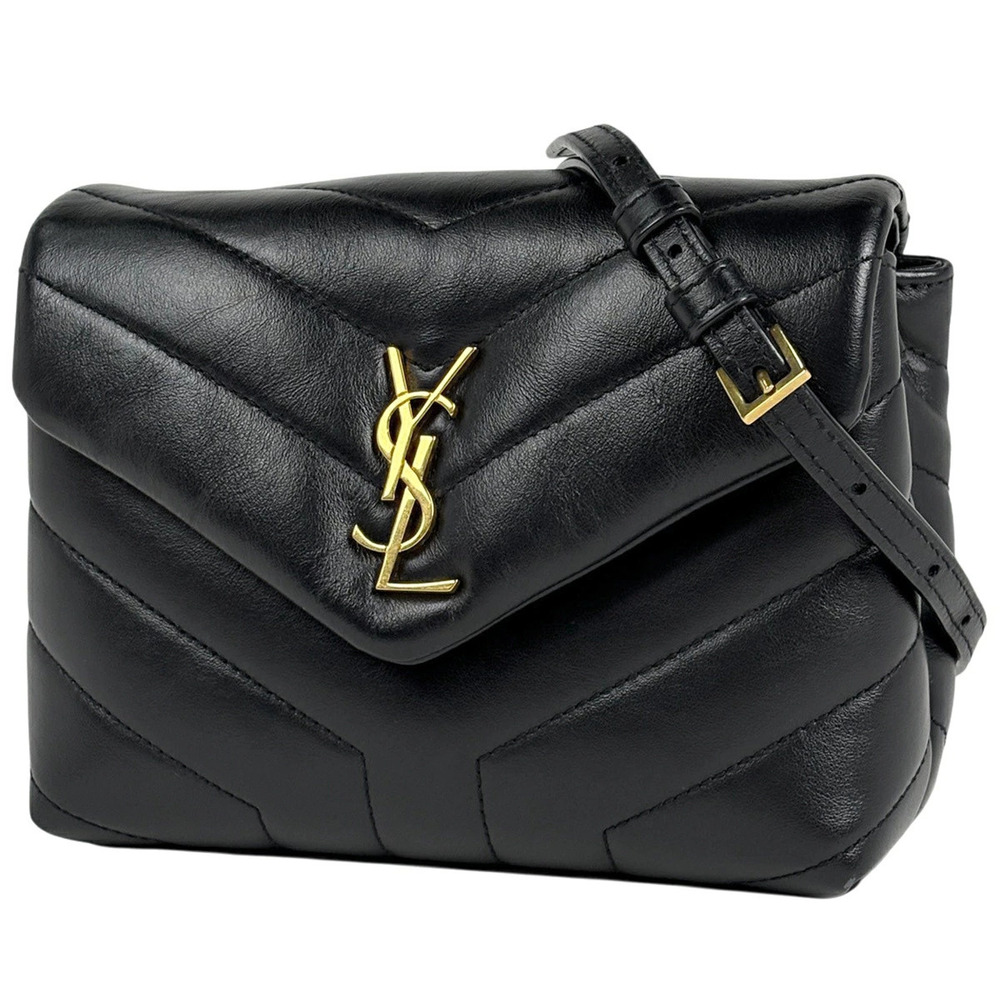 Saint Laurent Yves Lulu Toy Bag Shoulder Leather Black